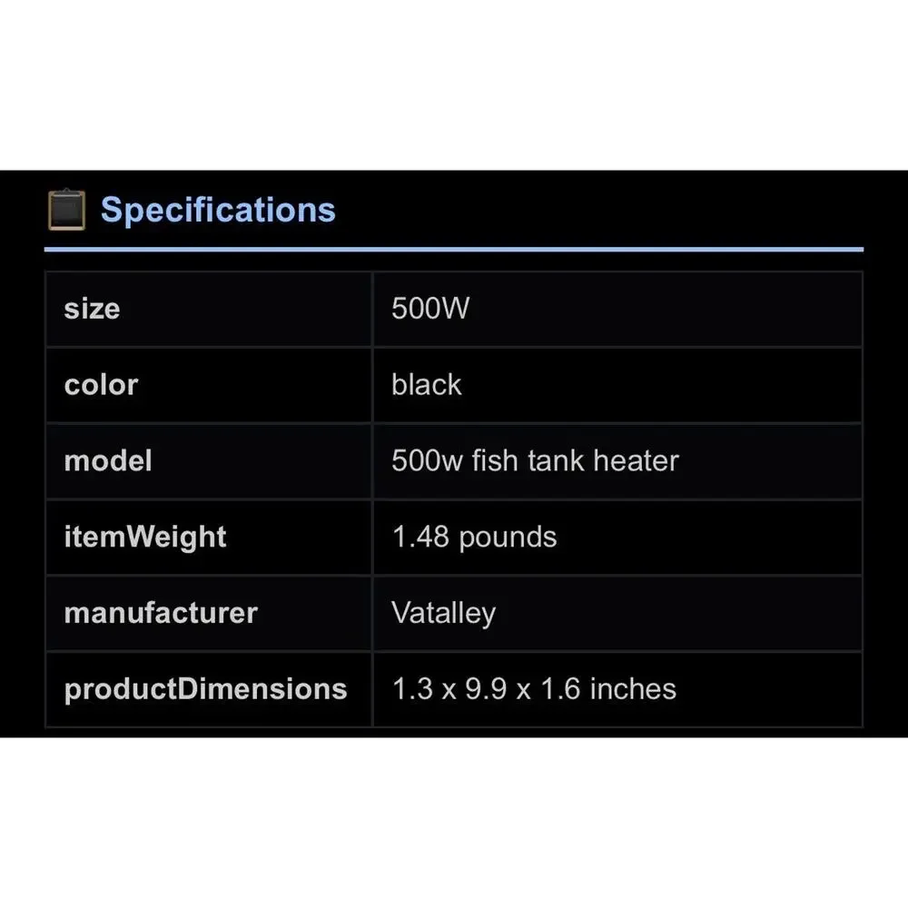 500w Anti Explosion Aquarium Heater With Alarm